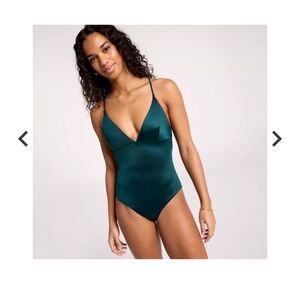 Shiny Teal One Piece Swimsuit